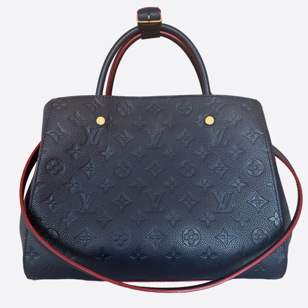 Louis Vuitton Montaigne MM Monogram Empreinte Handbag M42746 Marine Rouge